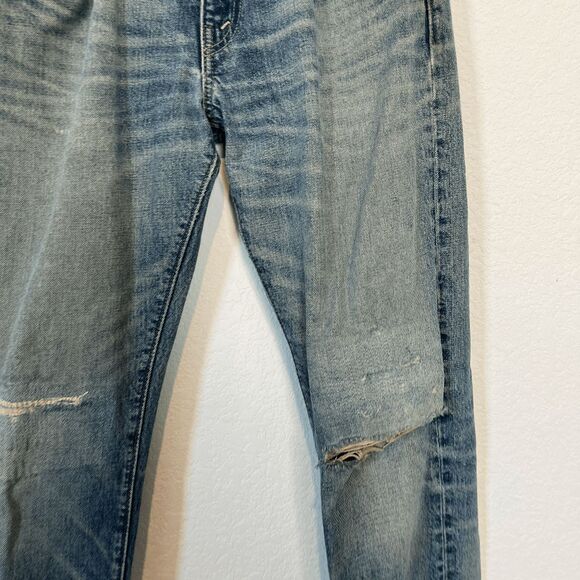 Ralph Lauren RRL Medium Wash Blue Distressed Denim Skinny Jeans Men's Size 30x32 - Picture 5 of 8